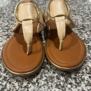 Chic Beige Sandals with Brown Soles